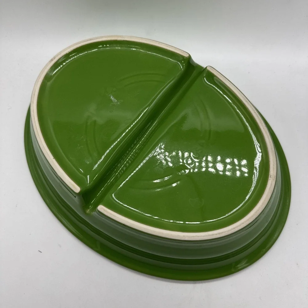 FIESTA divided OVAL vegetable SERVING BOWL shamrock green NEW 10.25